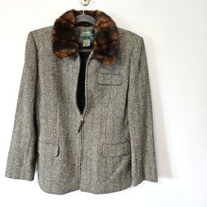Vintage Lauren by Ralph Lauren blazer with faux fur size 8